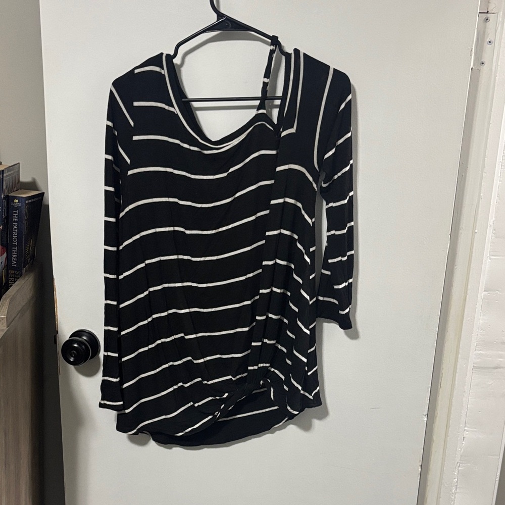 White Birch Black and White Striped Long Sleeve Top